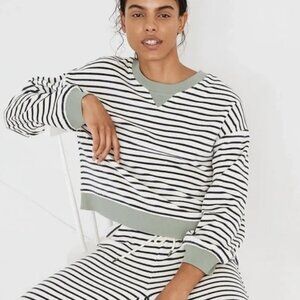 Madewell MWL Velour Crewneck Sweatshirt in Stripe - XS